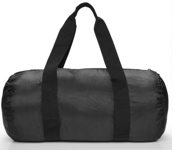 This duffel bag is sustainable and it folds up small so that it fits into your sustainable luggage set