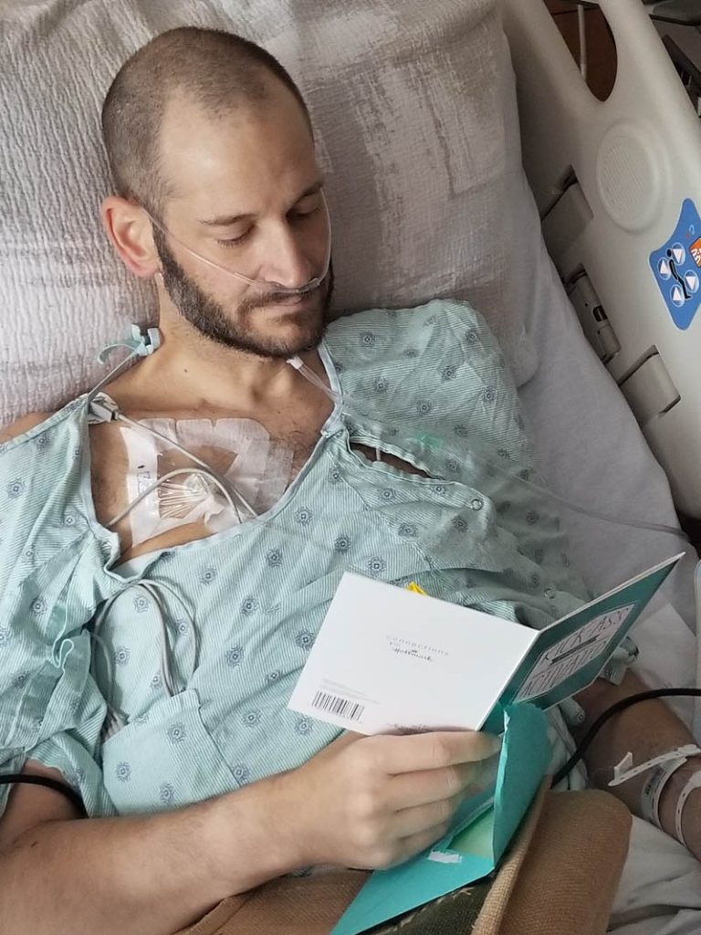 my late fiance reading a card days before he died