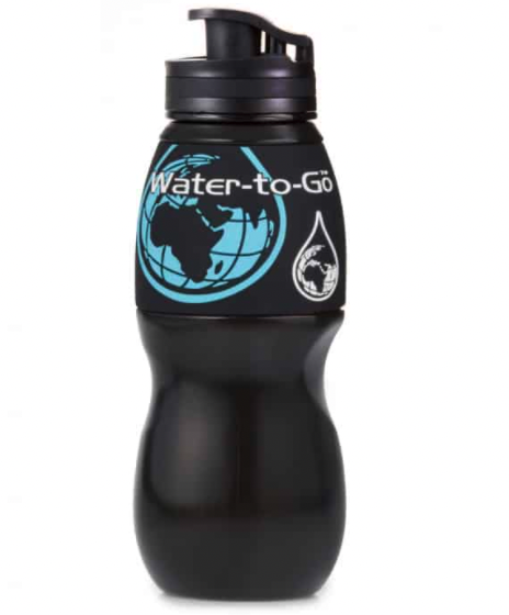 a water bottle with filter is a great way to avoid plastic water bottles on the road while still drinking clean water