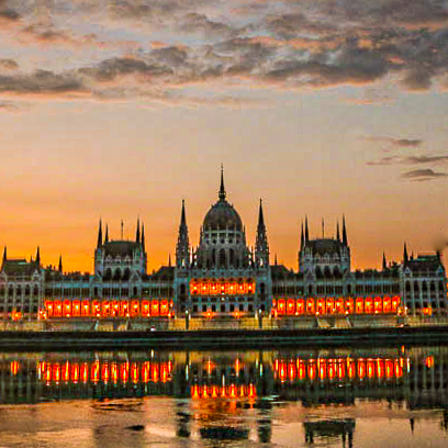 Budapest Parliament Building at Sunrise
